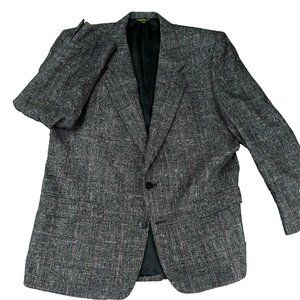 Walter Pye's VINTAGE SPORTS JACKET Black/Gray/Red PLAID Men US Size R44 S1-8417